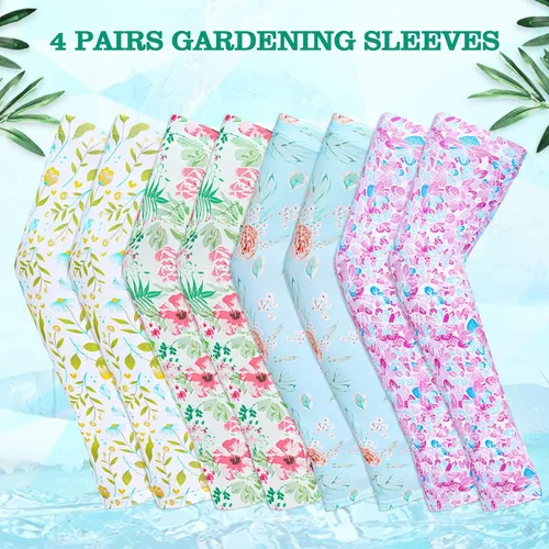 Miniatura 7 de 4 pares de mangas de jardinería antideslizantes para el brazo con agujero para el pulgar, manga solar, mangas refrescantes para los brazos