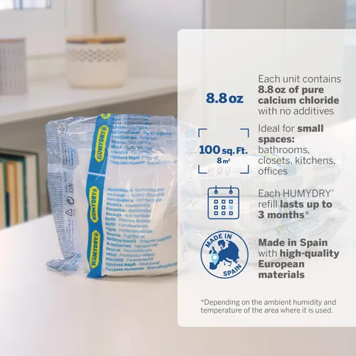 Miniatura 2 de HUMYDRY Recambios de absorción de humedad para deshumidificador de 8.8 onzas, paquete de 6 bolsas sin perfume, hasta 100 pies cuadrados, control