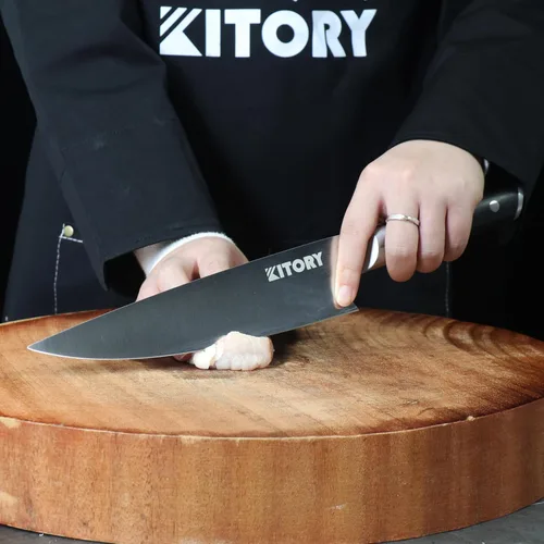 Miniatura 5 de Kitory Cuchillo de chef de 8 pulgadas, cuchillo de cocina Gyuto, picador profesional de espiga completa, acero forjado HC, mango ergonómico de MTD06S