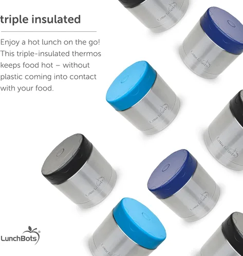 Miniatura 5 de LunchBots - Termo de boca ancha de acero inoxidable de 16 onzas - Termo aislado con tapa ventilada - Mantiene la comida caliente o fría durante