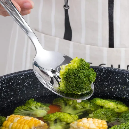 Miniatura 3 de GoGeiLi Juego de servicio de acero inoxidable, 3 cucharas grandes y 3 cucharas ranuradas, juego de catering de 9.5 pulgadas para fiestas, banquetes
