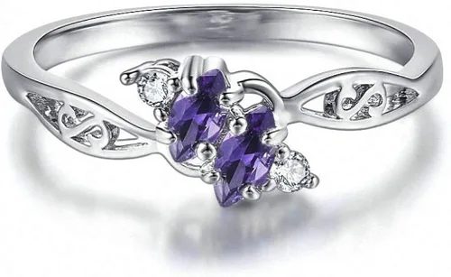 Anillo de anillo para mujer de estilo elegante con cristales de circonita cúbica de 3 colores, huecos, oro rosa, color plateado, joyería de