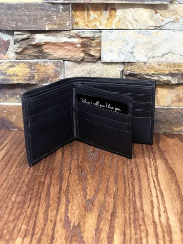 Miniatura 7 de Cartera personalizada de cuero marrón genuino de dos pliegues marrón