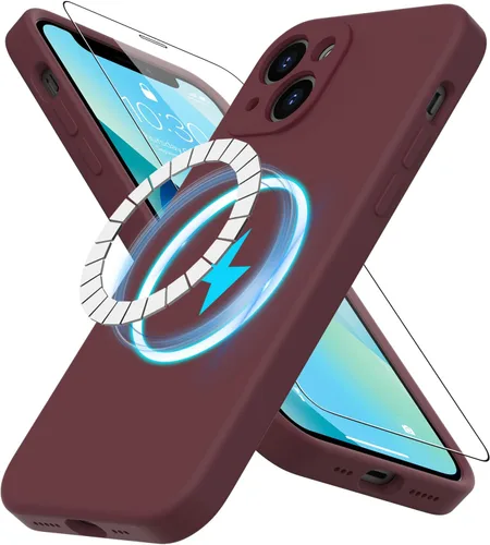 Miniatura 65 de DEENAKIN Funda magnética de silicona para iPhone 12 Pro con protector de pantalla, compatible con MagSafe, protección de cámara, funda protectora