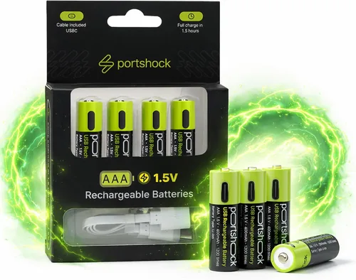 Miniatura 9 de D Baterías recargables USB C (paquete de 2) – 1.5 V 5000 mAh de litio de alta capacidad – 4 horas de carga rápida D baterías con cable