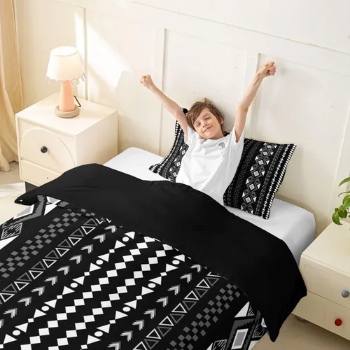 Miniatura 5 de Erosebridal Bohemian Duvet Cover Twin Country Southwestern Comforter Cover for Kids Teens Boho Aztec Arrows Diamond Bedding Set Black Gray Geometric