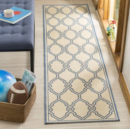 Miniatura 24 de SAFAVIEH Alfombra lavable para exteriores Linden Collection - 8 x 10 pies, crema y azul, no desprende pelusa y fácil de limpiar, ideal para patio