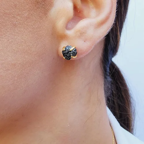 Miniatura 70 de Aretes de piedra preciosa natural en bruto con oro amarillo sobre plata de ley 925, 6 a 0.276 in, regalo de piedra de nacimiento de calidad genuina