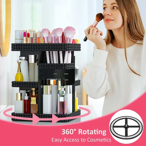 Miniatura 3 de Organizador de maquillaje giratorio, vitrina de cosméticos de gran capacidad, organizador acrílico para el cuidado de la piel con soporte