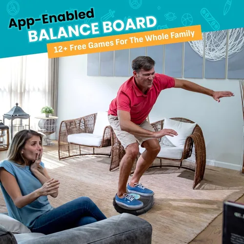 Miniatura 2 de GoBalance Board - Tabla de equilibrio habilitada para la aplicación. Sensor Bluetooth inteligente, 12 juegos interactivos gratis: entrenamiento