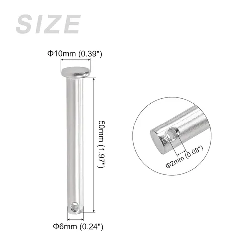 Miniatura 2 de METALLIXITY Pasadores de horquilla (0.236 x 0.787 pulgadas), 1 unidad, cabeza plana de un solo agujero, pasador de sujeción de acero inoxidable 304