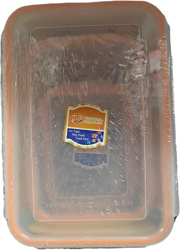 Miniatura 4 de Uniware 3pc microondas seguro grande rectángulo hermético recipiente de alimentos con silicona 400,1200, 84.5 fl oz [7503]