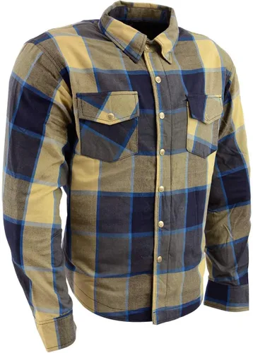 Miniatura 10 de Milwaukee Leather Camisa de montar de franela blindada a cuadros para hombre con refuerzo de fibra de aramida y armadura extraíble CE - S