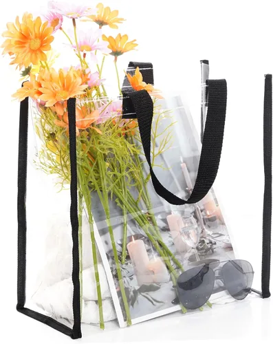 Miniatura 4 de Yolyoo Paquete de 6 bolsas transparentes de plástico transparente, bolsa transparente aprobada para estadios, bolsa de playa transparente de 12 x 12
