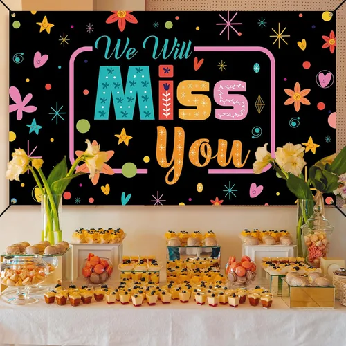 Miniatura 4 de We Will Miss You - Telón de fondo, decoraciones de fiesta de despedida para cabina de fotos de despedida para graduación, adiós, decoraciones