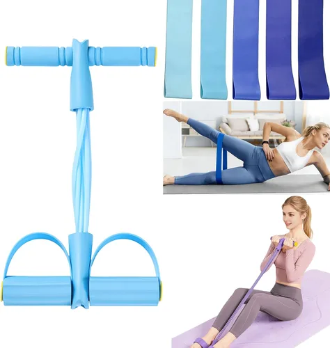 Juego de 21 bandas de resistencia de fitness con sistema de pedales, bandas de resistencia y dispositivo de resistencia de pedal de tubo, cuerda de
