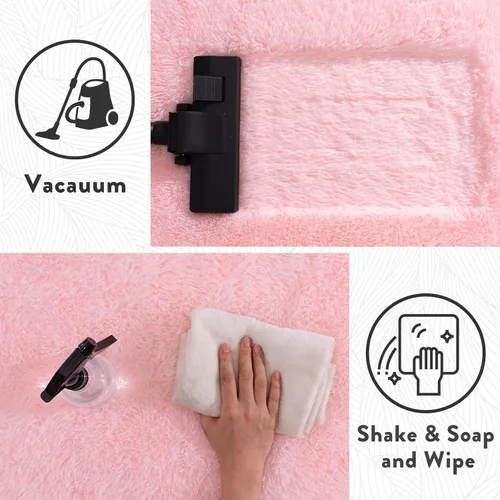 Miniatura 7 de Alfombra pequeña rosa para dormitorio, alfombras de área esponjosas peludas de 2x3 pies para habitación de niñas y niños, alfombra suave