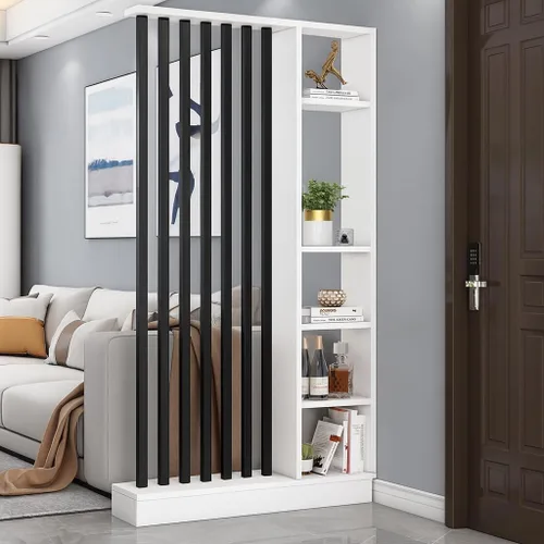 Miniatura 14 de Divisor de habitación de piso a techo con estantes, pantalla de división independiente, muebles divisores de habitación de estilo industrial