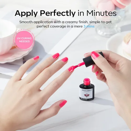 Miniatura 7 de modelones - Juego de 6 esmaltes en gel, tonos verano, rosa, rosa fuerte, rosa neón, blanco, magenta, de suave claro a oscuro,arte para amantes
