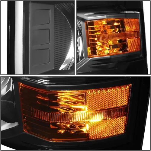 Miniatura 4 de DNA MOTORING HL-OH-CSIL14-BK-AM Faros delanteros negros y ámbar compatibles con Silverado 1500 2014-2015