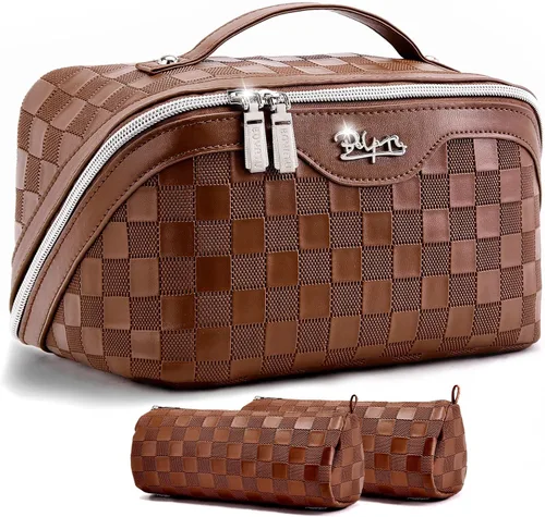 Miniatura 39 de BOYATU Bolsa organizadora de maquillaje de viaje, bolsa de cosméticos: Juego de 3 bolsas de maquillaje para mujeres con asa - Bolsas de aseo