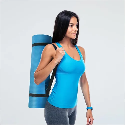 Miniatura 5 de Fitvids Tapete de yoga de 1/2 pulgada, extra grueso, de alta densidad, antidesgarros, con correa de transporte, adecuado para varios ejercicios