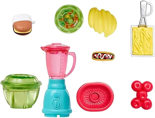 Piezas de repuesto para Fresh 'n Fun Food Truck Barbie Doll Playset – GMW07 ~ Licuadora de repuesto, cesta para freír, ensaladera y comida