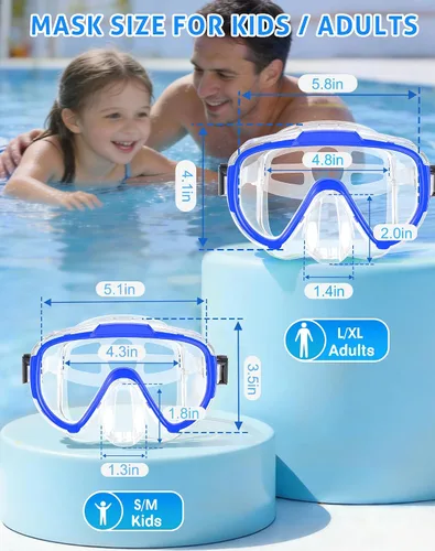 Miniatura 2 de Gafas de natación para adultos y niños, gafas de natación antivaho con cubierta para la nariz, sin fugas, máscara de buceo de esnórquel transparente
