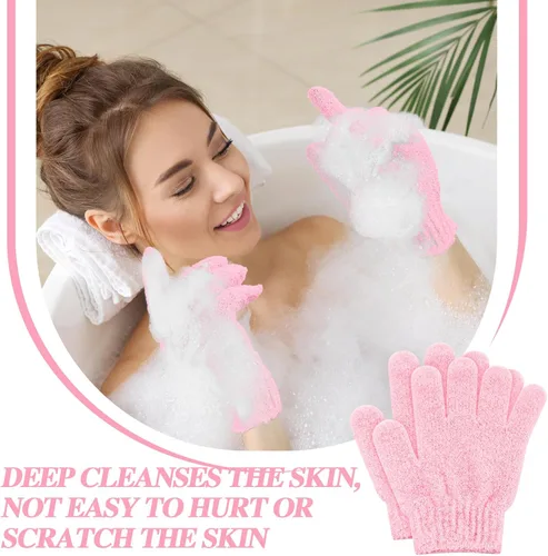 Miniatura 5 de Ramede Paquete de 30 pares de guantes exfoliantes de doble cara de nailon coloridos para ducha para hombres y mujeres, spa de belleza, masaje