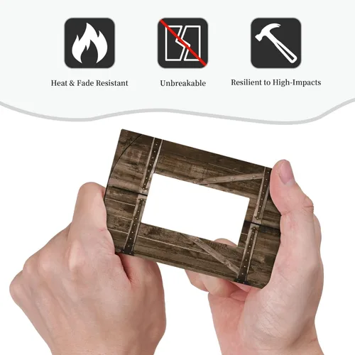 Miniatura 449 de Placa Decorativa de Pared de Granja Rústica con Cuerno de Madera para Puerta de Granero 1 Banda Duplex Cubiertas de Toma Eléctrica Soltera