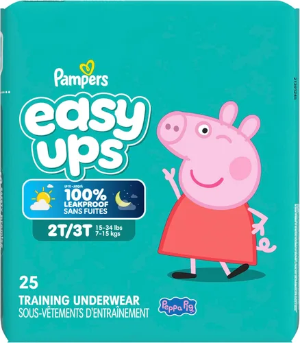 Miniatura 15 de Easy Ups - Pantalones de entrenamiento para niñas y niños, talla 4 (2T3T), 25 unidades, ropa interior absorbente de Peppa Pig, hasta un 100% a