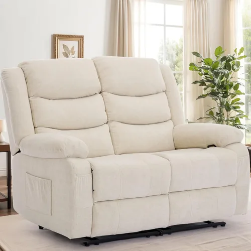 Miniatura 16 de Korser Sofá reclinable, sofá biplaza reclinable con consola, sofá reclinable extragrande con mesa desplegable, sofá de 3 plazas con portavasos y Gris