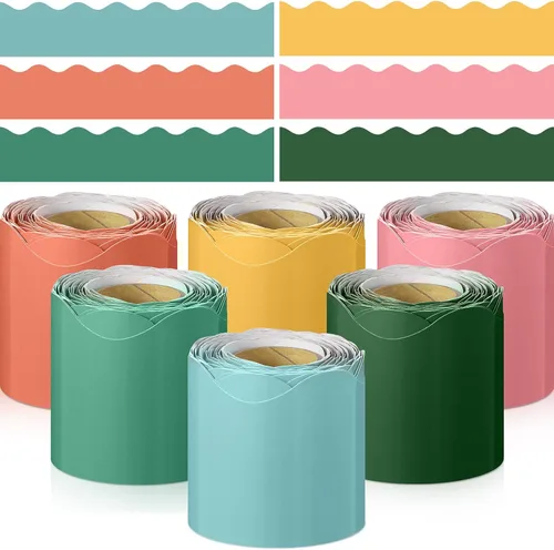 Miniatura 23 de TaoBary 6 Rollos 59.98 m Decoraciones de Bordes de Tablero de Anuncios de Navidad y de Invierno para el Aula, Bordes Dentados para Tablero de negro