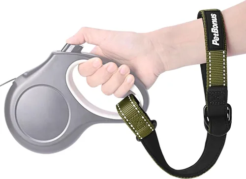 PetBonus Correa corta para perro, correa de seguridad para correa retráctil para perro, diseño reflectante y mango acolchado suave ajustable, capa