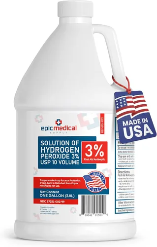 Epic Medical Supply 3% Peróxido de hidrógeno - Antiséptico de primeros auxilios y limpiador multiusos - Lavado tópico para cortes, raspaduras y
