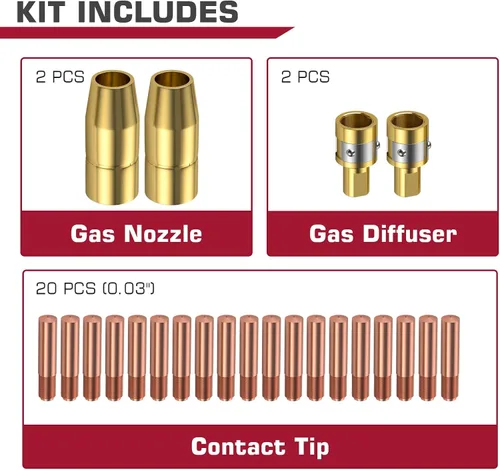 Miniatura 6 de ARCCAPTAIN para Miller Millermatic M-100/150 pieza de soldador de 0.030 pulgadas, boquilla de punta de contacto, kit de accesorios para pistola