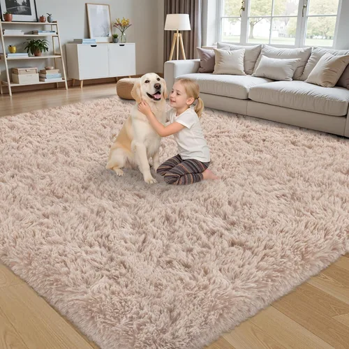 Miniatura 3 de Alfombra de área de 4 x 6 pies para sala de estar: ultra suave y esponjosa, alfombra de felpa grande antideslizante para interiores, alfombra Beige
