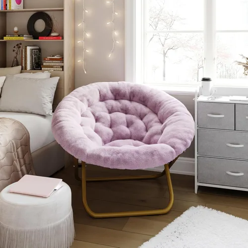 Miniatura 11 de EMMA + OLIVER Ersa - Silla plegable de gran tamaño de 38 pulgadas con tapicería de piel sintética acogedora en negro con marco de metal negro