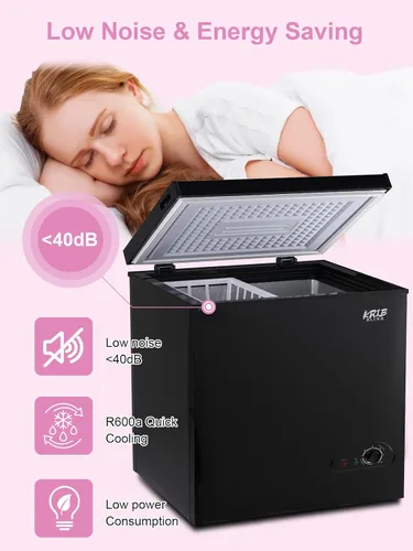 Miniatura 3 de KRIB BLING Congelador de pecho, termostato ajustable, congeladores compactos con cesta de almacenamiento extraíble para casa, cocina, garaje, Negro