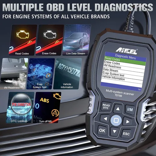 Miniatura 5 de ANCEL TD700 All System OBD2 escáner compatible con Toyota Lexus Scion con funda protectora ANCEL