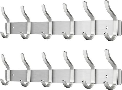 Miniatura 22 de Ganchos de pared negros, perchero de pared de 30 cm con 4 ganchos, ganchos de pared resistentes para colgar mochila, bolso, cartera, ropa, sombrero