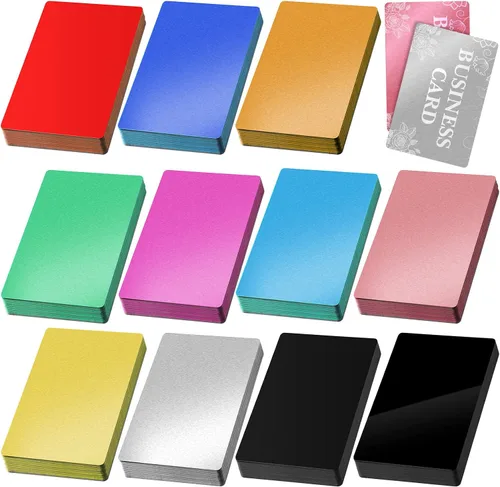 Miniatura 8 de Thenshop 550 tarjetas de visita de metal grabadas placas de aluminio para manualidades, hojas de metal multiusos para manualidades, tarjetas de Negro