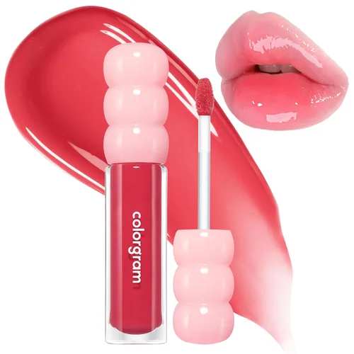 Miniatura 16 de COLORGRAM FRUITY GLASS GLOSS 01 GRAPE BLACK Brillo labial brillante no pegajoso con brillo similar al vidrio Lápiz labial hidratante de larga