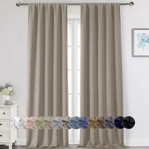 Miniatura 37 de Cortinas opacas para dormitorio, sala de estar, juego de 2 paneles de 54 pulgadas de largo, cortinas de oscurecimiento de habitación con aislamiento