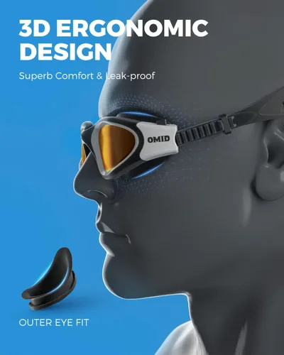 Miniatura 5 de OMID - Gafas de natación polarizadas P2, gafas antivaho para natación para hombres y mujeres adultas B8- Lente de café con marco blanco y negro