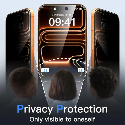 Miniatura 3 de JETech - Protector de pantalla de privacidad para iPhone 17 Pro Max de 6.9 pulgadas con protector de lente de cámara, película de vidrio templado