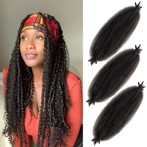 Miniatura 42 de Cabello afro Twist morado degradado de 16 pulgadas, cabello Marley pre-separado para rastas suaves, cabello trenzado Marley Twist Ombre Kinky Spring
