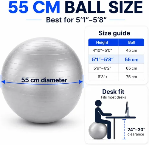 Miniatura 3 de Amber Fight Gear Pelota ISO de fitness para fuerza central, equilibrio y estabilidad, pelota de ejercicio antiestallido para yoga, pilates y terapia