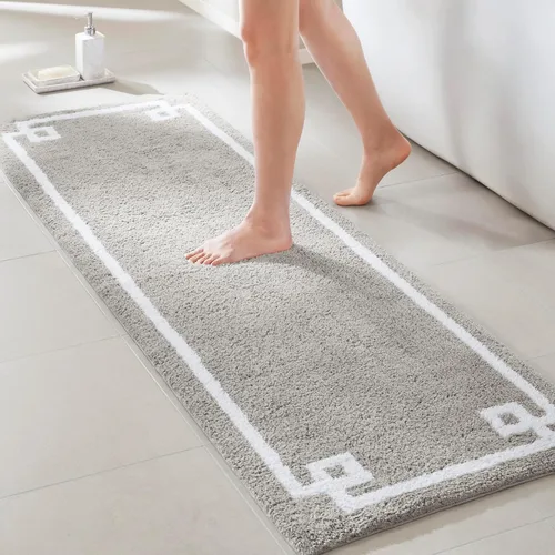 Miniatura 23 de Madison Park Evan Alfombra de Baño de Algodón con Mechones Lavable, Alfombras de Baño Sólidas de Lujo, 20" x 30", Gris