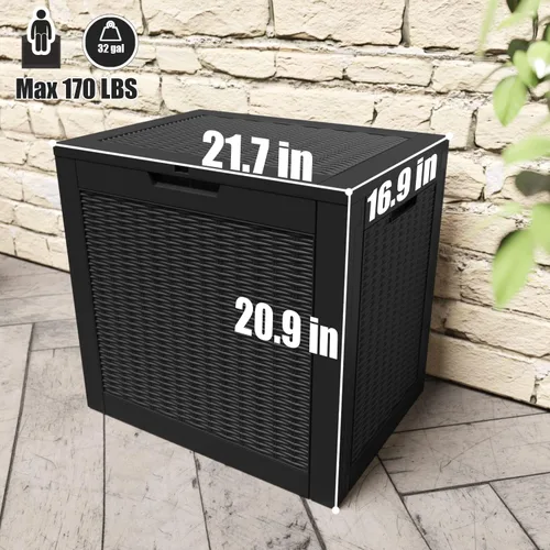 Miniatura 7 de Greesum Caja grande de resina de 32 galones, almacenamiento al aire libre para muebles de patio, herramientas de jardín, suministros de piscina